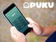 child holding iphone with puku on screen with puku logo in the corner